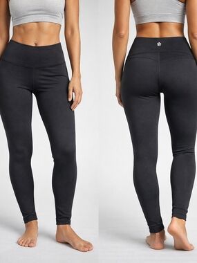 TUFF ATHLETICS Size L Womens Black Stretch Pull On Athletic Leggings Lycra